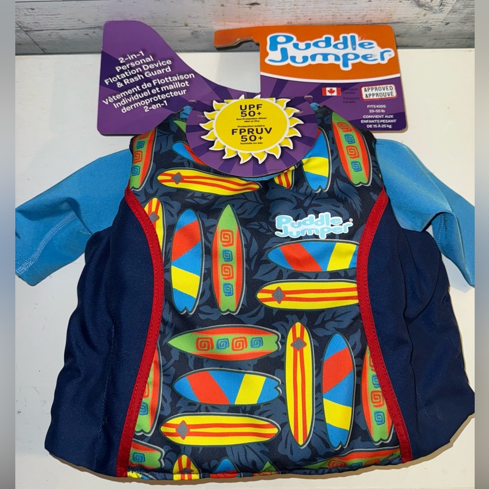 NWT Puddle Jumper Kids Swim Vest Rash Guard Life Jacket